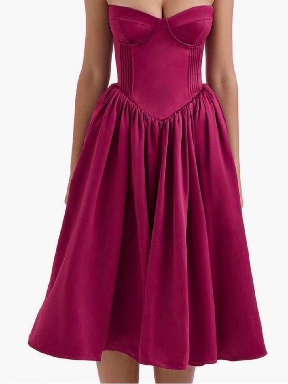 House of CB Strapless Fuchsia Full-Skirt Dress NWT